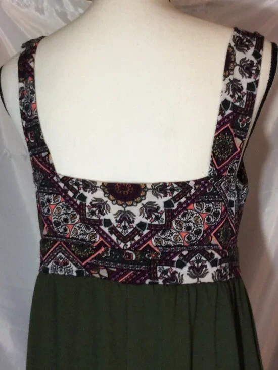 Kristen Nicole Sleeveless Olive Maxi Dress Bohemian-Style Bodice Size M - Picture 9 of 10